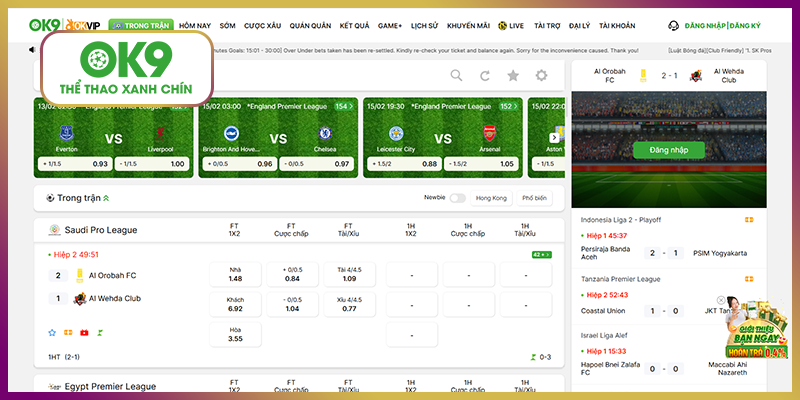 Giới thiệu tổng quan về sảnh cược thể thao OK9